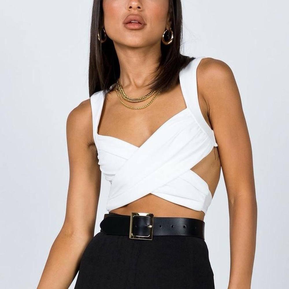 Princess Polly Cream Wrap Tank Top - Picture 4 of 4